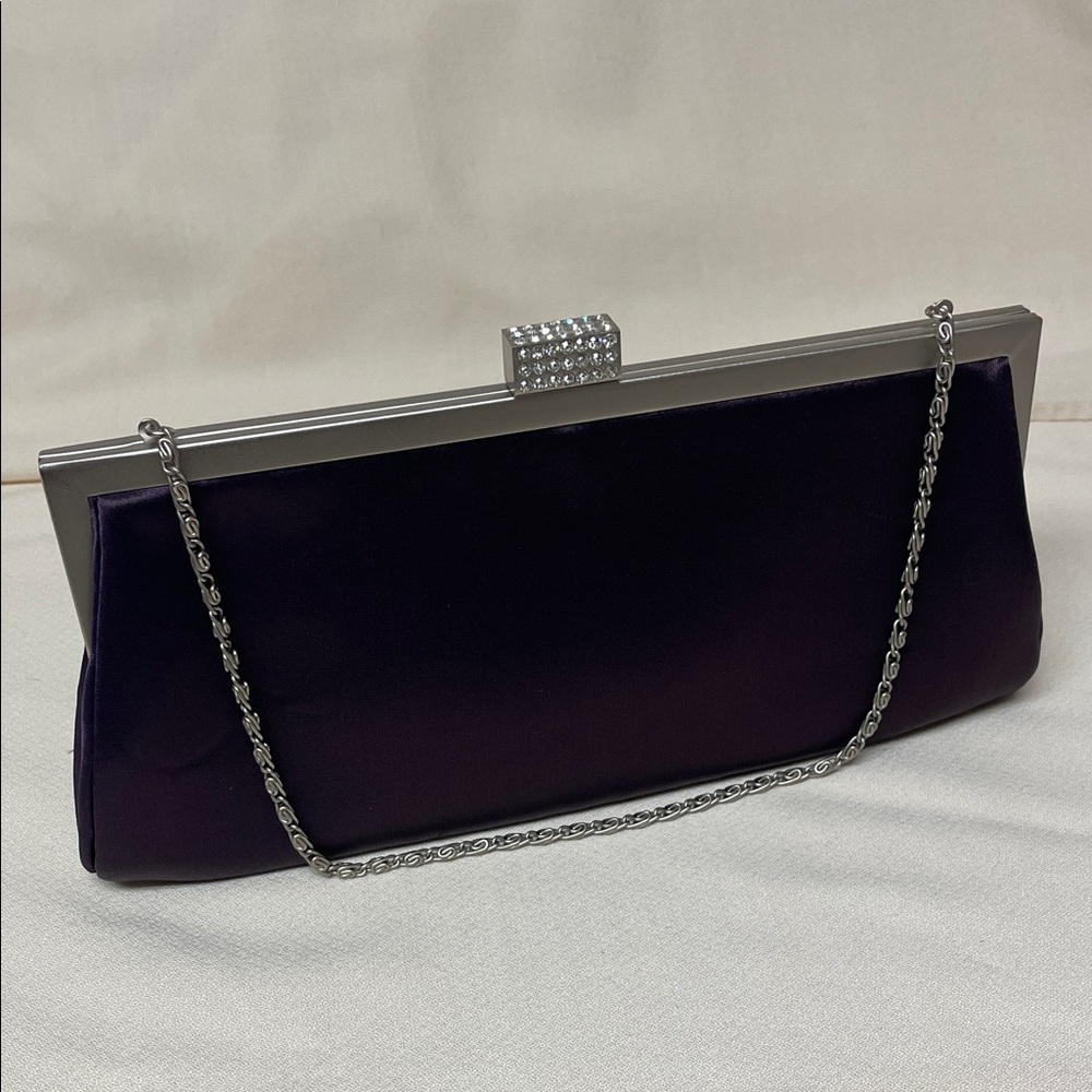 Elegant Purple Clutch with Silver Accents